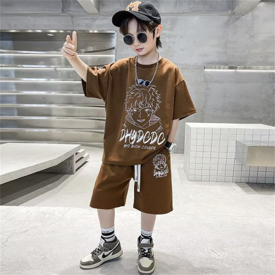 Boys summer suits 2024 new boys net celebrity sports middle and large children's summer short sleeves cool handsome fashionable trend