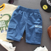 Boys summer thin solid color casual overalls  Blue