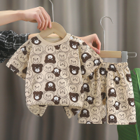 Kinder kurzen ärmeln anzug reine baumwolle mädchen sommer kleidung jungen T-shirt baby baby kleidung Koreanische kinder kleidung shorts  Khaki