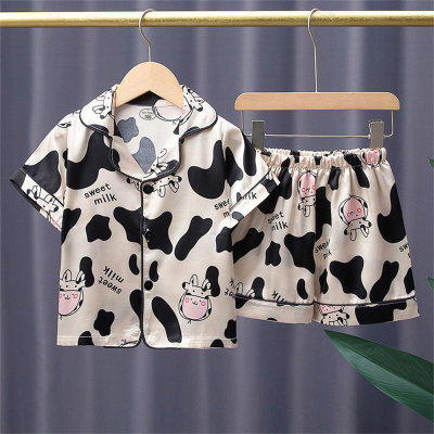 Summer children's pajamas set ice silk thin short-sleeved home clothes air-conditioned clothes