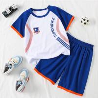 Summer children's short-sleeved suit boys' mesh quick-drying breathable sports training clothes for middle-aged and primary school students basketball uniforms  Blue