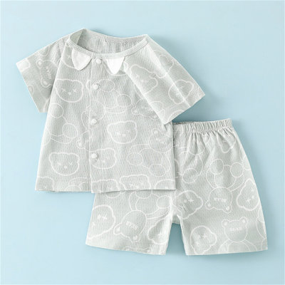 Boys suit pure cotton summer baby two-piece suit summer girls short-sleeved shorts baby clothes children's summer clothes trend