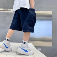 Boys summer cargo shorts 2023 new children's summer clothes handsome thin quarter pants boys loose pants trendy  Deep Blue