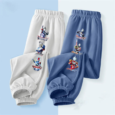 2-pack boy pants thin summer style ice silk big child trendy casual cartoon handsome children's anti-mosquito pants summer