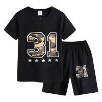 2024 new large and medium-sized children's suits 6-12 years old color matching casual student boys and girls shorts suits children's clothing wholesale  Black