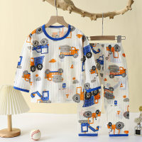 [Exclusivo de distribución automática] Conjunto de pijamas para bebés para niños Ropa de aire acondicionado de algodón puro para hombres, mujeres y niños Clase A Mangas largas  Azul