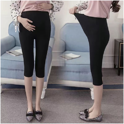 Maternity pants summer seven-point belly-lifting maternity pants summer thin elastic bottoming pants wear outside loose large size skinny pants