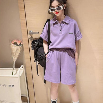 Children's summer short-sleeved POLO shirt suit boys short-sleeved shorts girls baby trendy cool half-sleeved casual loose suit