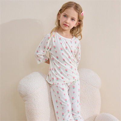 New summer children's home clothes suit modal cotton boneless baby air-conditioning clothes three-quarter sleeve children's pajamas