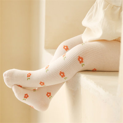 Girls' Pure Cotton Allover Floral Pattern Pantyhose
