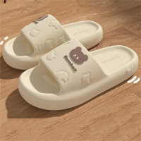 Nuevas zapatillas de oso eva para mujer, bonitas y sencillas sandalias silenciosas antideslizantes para uso interior y exterior, para baño, resistentes al desgaste  Blanco