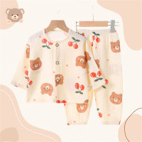 Conjunto de pijama de gaze fina de algodão puro manga longa bebê verão roupas de casa de algodão puro roupa íntima para recém-nascidos  Multicolorido
