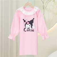 Nuevo Camisón de algodón puro para niñas, ropa de hogar de manga larga, vestido de pijama de princesa para niñas  Rosado
