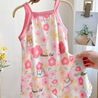 Summer new children's suspender princess dress girl baby cool breathable comfortable dress medium and large children's thin dress  Pink