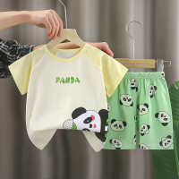 Kinder kurzarm anzug reine baumwolle mädchen sommer kleidung jungen T-shirt baby baby kleidung Koreanische kinder kleidung shorts fabrik  Grün