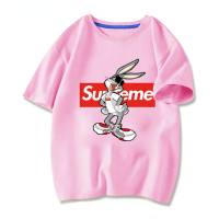 Boys T-shirt short-sleeved children's summer middle and large children's trendy brand rabbit pure cotton boy T-shirt top children's clothing  Pink