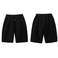 Children's pants plus size plus size pure cotton terry casual shorts medium and large children's loose thin shorts  Black