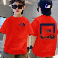 New short-sleeved T-shirt trendy brand, fashionable and handsome, medium and large children's clothing, new summer tops  Red
