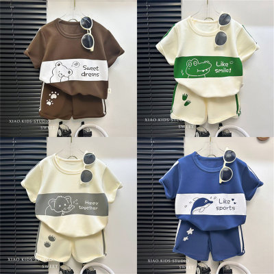 Children's short-sleeved suit striped girls boys t-shirt summer baby baby clothes