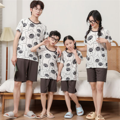 Children's short-sleeved suits, boys' pajamas, summer thin girls' casual air-conditioning clothes, middle and large children's parent-child clothes, home clothes