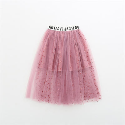 New gauze skirt for middle-aged and older children, flocked polka dot skirt, children's princess skirt, tutu skirt, mesh skirt