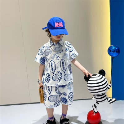 Boys and children's summer fashionable shirt short-sleeved suit