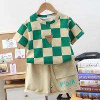 Boys' Summer Clothes Children's Suits Summer 2023 New Boys' Fashionable Children's Clothes Handsome Boy's Short-Sleeved Clothes  Army Green