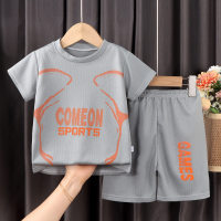 Novo estilo de uniformes de basquete infantil para meninos e meninas, ternos de malha de secagem rápida de verão para crianças médias e grandes, roupas esportivas de manga curta  cinzento