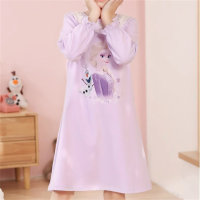 Nuevo estilo, camisón de algodón puro para niñas, manga larga, ropa para el hogar, exterior, vestido de pijamas de princesa para niñas  Púrpura