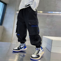 Boys' pants spring and autumn new children's clothing autumn casual fashionable trousers big boys boys handsome overalls trendy  Black