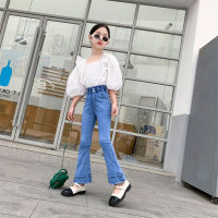 Girls' jeans, fashionable bell bottoms, Korean style children's elastic pants for outer wear  Multicolor