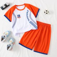 Summer children's short-sleeved suit boys' mesh quick-drying breathable sports training clothes for middle-aged and primary school students basketball uniforms  Orange