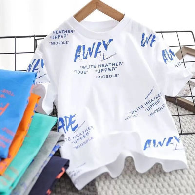 24 Sommer Kinder trendige lockere lässige Kurzarm-T-Shirt Tops für Jungen und Mädchen Mesh atmungsaktives Rundhals-Sport-Sweatshirt