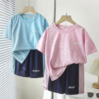 Children's new short-sleeved suits for middle and large children's sportswear for boys and girls, casual summer clothes, quick-drying clothes, summer two-piece suits