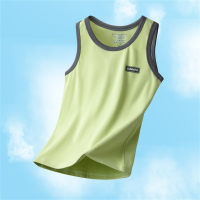 24 Summer new children's vest boy combed cotton thin waistcoat middle and large children boy bottoming shirt I-shaped A type  Green