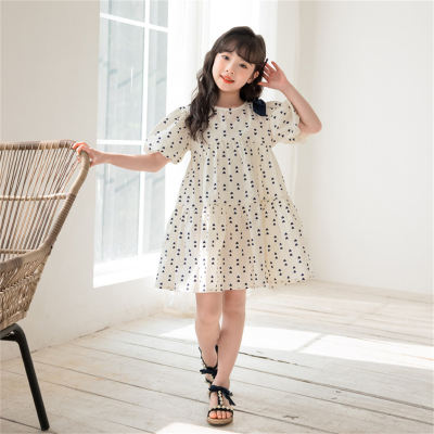 Mädchen Kleid Puff Sleeve Sommer Koreanische Kinder Kleidung Mädchen Kleidung Kinder Baumwolle Rock