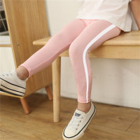 Pantalones para niña, mallas modales finas de color liso de verano, se pueden usar afuera en verano  Rosado