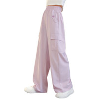 Summer girls wide-leg pants children's pants ice silk overalls 2023 new anti-mosquito pants girls big children summer trousers  Light Purple