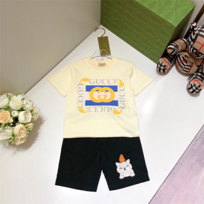 Pure cotton breathable fashion letter short-sleeved suit 2-piece summer