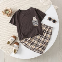 Children's short-sleeved suits, boys' pajamas, summer thin girls' casual air-conditioning clothes, middle and large children's parent-child clothes, home clothes  Coffee