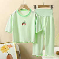 New summer girls' home clothes suits lace little girls' home clothes thin style air conditioning clothes children's clothes  Green
