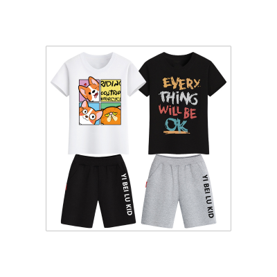 Children's clothing boys short-sleeved shorts suits for middle and older children handsome sports two-piece suits