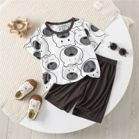 Children's short-sleeved suits, boys' pajamas, summer thin girls' casual air-conditioning clothes, middle and large children's parent-child clothes, home clothes  White