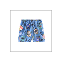 Pantalons décontractés amples imprimés en coton et soie pour enfants, shorts de plage  Bleu