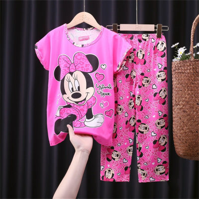 Girls new children's pajamas summer thin short-sleeved trousers home clothes suit