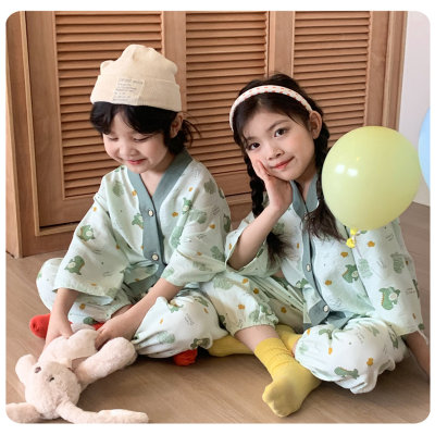 Novo conjunto infantil para casa, pijamas soltos e finos para meninos e meninas