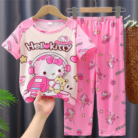 Pijamas para niños y niñas, pantalones de manga corta, traje fino para el hogar, novedad de 2024  Multicolor