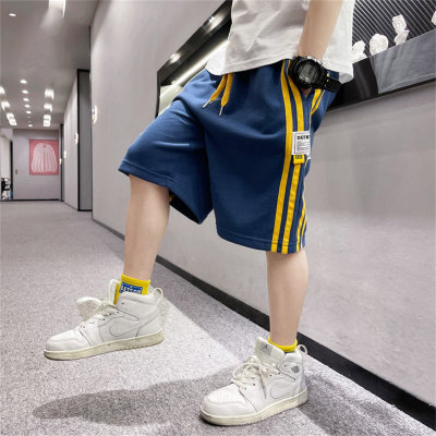 Boys shorts for middle and large children summer cotton breathable shorts four stripes elastic waist children's outerwear sports pants trendy