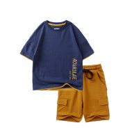 Children's clothing summer new Korean style short-sleeved children's suits wholesale middle and older boys sports shorts summer suits  Brown