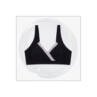 No-rim cotton spandex chest pad sports yoga sleep cross nursing bra pregnant women breastfeeding underwear  Black